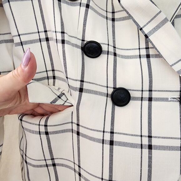 Choosy Blazer Jacket NWT 0 Ivory Cream Plaid Bossgirl Preppy Career Mobwives - Picture 7 of 13
